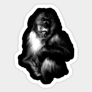 Sad Monkey, monkey black shirt Sticker